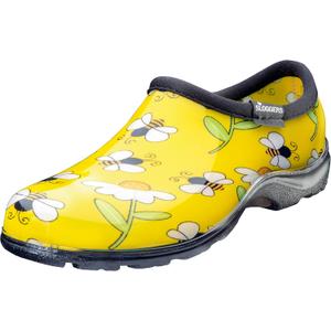 Sloggers Original Waterproof Rain and Garden Shoe for Women– Outdoor Slip-On Garden Clog - Made in The USA with Premium Comfort Insole and Arch Support - Bee Print Yellow, Size 6