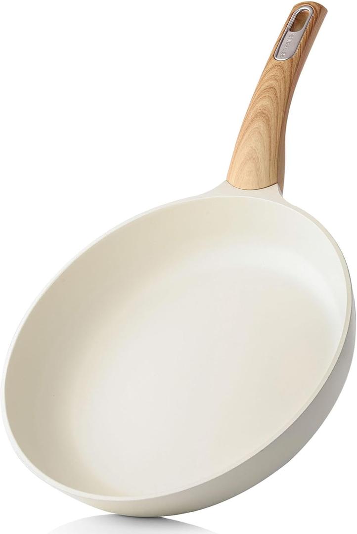 SENSARTE Ceramic Nonstick Frying Pan Small Skillet 8 Inch Non Stick Omelet Pan, Non-toxic Kitchen Cooking Chef's Pan, Free of Intentionally Added PFOA/PFAS/PTFE, Induction Compatible, White