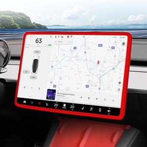 frani Screen Frame Protector Red Designed for Tesla Model 3 (2025-2017), Tesla Model Y (2025-2020),Interior Decor Accessories for Tesla Model Accessories
