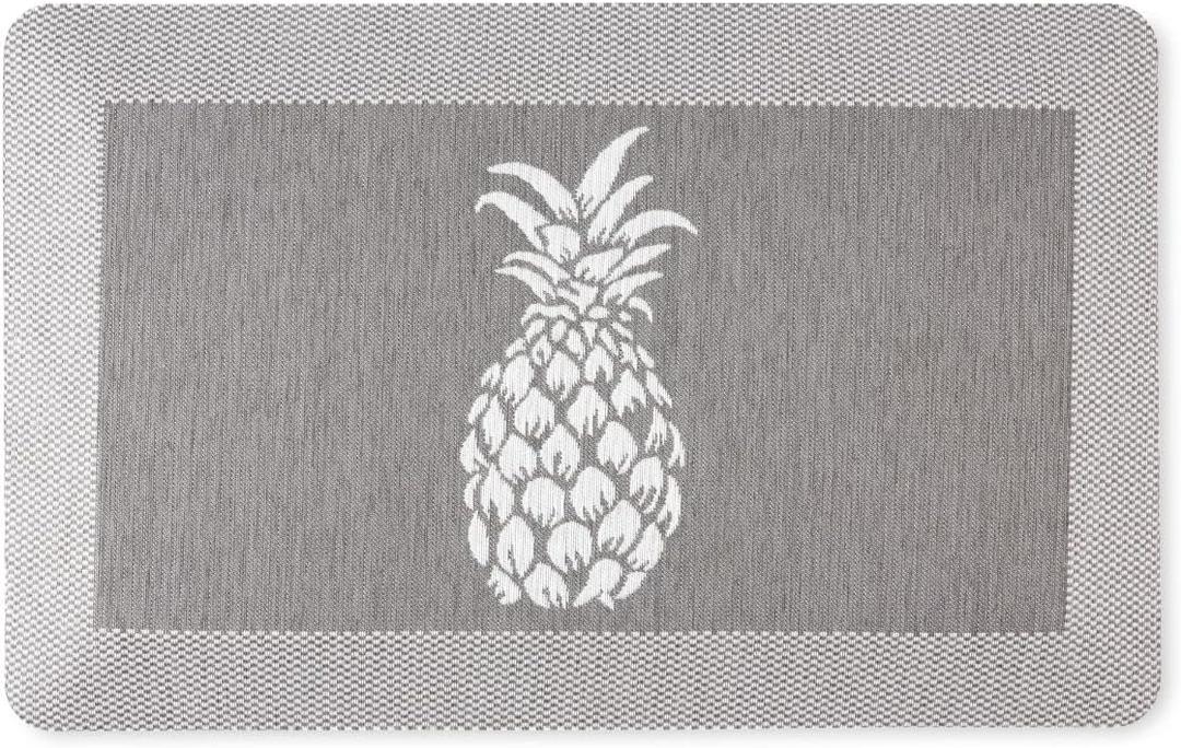 Martha Stewart Aloha Modern Pineapple Anti-Fatigue Air-Infused Kitchen Mat, Grey, 19.6"x32"