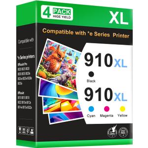 910XL Ink Cartridges Combo Pack Replacement Compatible for HP 910 XL HP910 Ink Works with OfficeJet Pro 8010e 8015e 8022e 8020e 8025e 8028e 8035e Series