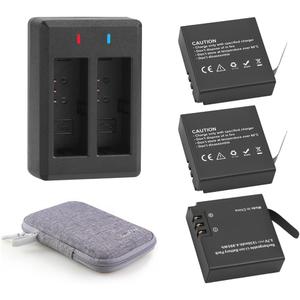 1350mAh Battery (3 Pack) with 2-Channel Charger for AKASO Brave 7 LE (Not for Brave 7), XTU S3/S6, WOLFANG GA400/GA420, Victure AC940/AC960, Campark V40