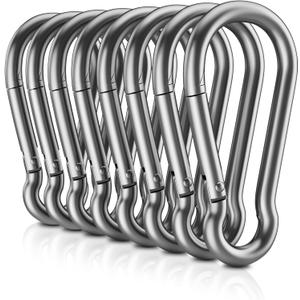 304 Stainless Steel Carabiner Clips, 【NO Rust】 1360lbs Heavy Duty Carabiners, 2.36 inch D-Ring Snap Hook Keychain Spring Clips for Gym, Pet leashes (7PCS 304 Stainless Steel Clips)