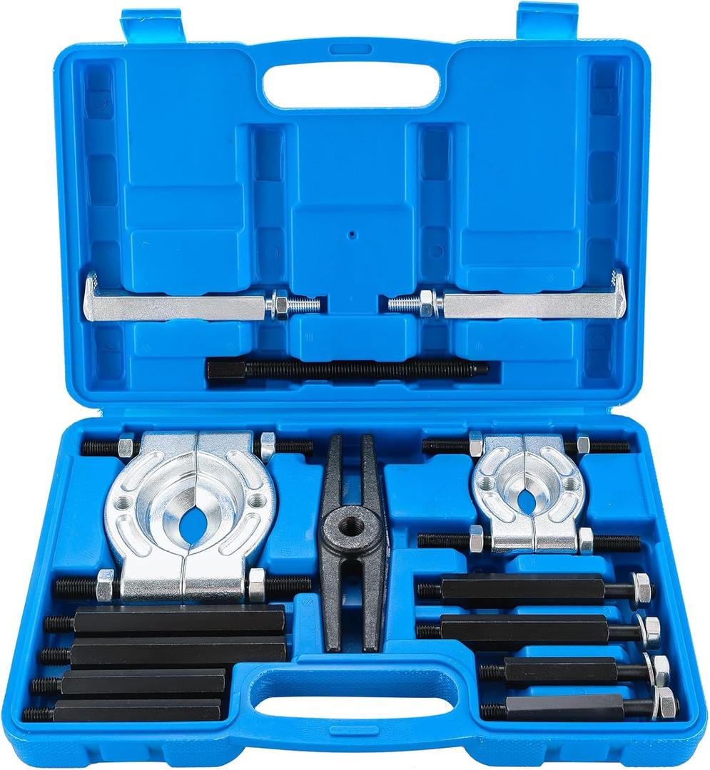 DASBET 14PCS Bearing Puller Set 5 Ton Capacity Bearing Separator Wheel Hub Axle Puller Set Pinion Wheel Bearing Removal Kit with 2" and 3" Jaws Heavy Duty Bearing Splitter Tool Kit