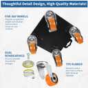 Heavy Duty Furniture Movers with 4 Wheels,Furniture Lift Mover Tool Set with 2000 lbs Load Capacity, Easy Sliders Dolly with Removable Side Guards&Brake, for Moving Appliance,Sofa etc (Orange)