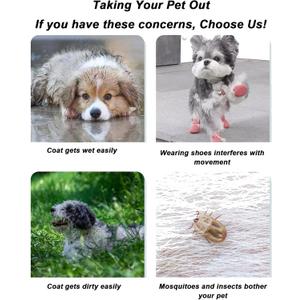 Anti Dust Pants with Shoes for Dogs Outdoor Anti Dirt Pants for Dogs for Small/Medium Dog in Rain/Snow/Hiking (S)