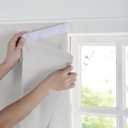 NICETOWN 100% Blackout Linen Blind Doorway Curtain Self Adhesive Drape, Greyish White No Drill Easy to Install for Kitchen Window Cover, W59 x L84, 1 Panel