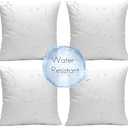 Ashler 20 x 20 Outdoor Pillows, Waterproof Inserts Set of 3 Water Resistant Throw Pillow Inserts, Hypoallergenic Pillows for Patio, Bench, Garden, Indoor Outdoor Summer Decorative