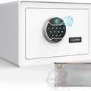 Goldenkey White Fingerprint Safe for Home, Biometric Security Safe Box with Touchscreen Keypad, Jewelry Safes for Cash, Document Safes with Fireproof Waterproof Bag for Bedroom, Closet, Office