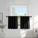 PONY DANCE Black Short Curtains for Bathroom Window, Half Drapes for Kitchen Window, loft Thermal Insulated Curtain Tiers for Bedroom/Basement, Width 29 x Length 30 inches, Black, 2 Pieces