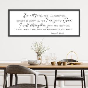 WMZYKJGS Do Not Fear for I Am With You Wall Decor Sign 32"12" Bible Verse Scripture Isaiah 41:10 Signs Large Christian Religious Living Room Wall Hanging Art (Black)