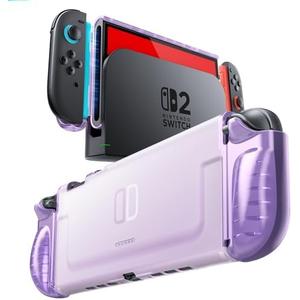 Mumba Dockable Clear Case for Nintendo Switch 2 2025, Crystal Protective Cover with Quick-Release Joy-Con Design and TPU Grip Compatible with New Nintendo Switch 2 7.9 Inch Console (Purple)