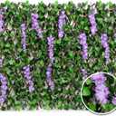 DOEWORKS Expandable Fence Privacy Screen for Balcony Patio Outdoor, 1PC Faux Ivy Fencing Panel for Backdrop Garden Backyard Home Decorations (Purple Wisteria)