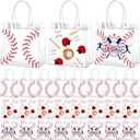 Resholder 30 Pcs Baseball Clear PVC Gift Bags Bulk 3 Styles Baseball Themed Snack Bags with Handle Sport Theme Party Favor for Goodie Treat Candy Birthday Party Decorations Supplies, 8x8x3.15 Inch