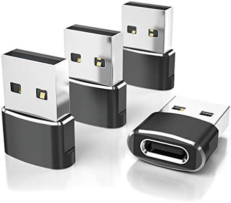Elebase USB to USB C Adapter 4 Pack,USBC Female to A Male Car Charger,Type C Converter for iPhone 16 16e Pro Max,15 14 13 12 Plus,Apple Watch iWatch 10 9 8,iPad Air,Samsung Galaxy S25,Serial Adaptor