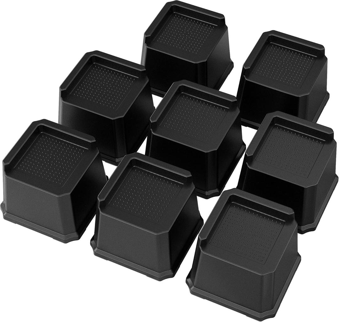 Bed Risers 3 Inch Set of 8, Oversized Bed Lifts Risers 3 in Heavy Duty Furniture Risers L Shape Wide Opening Bed Elevators fits to Couch, Sofa, Bed Frame, Black