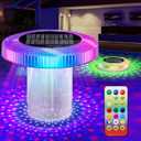 Solar Pool Chlorine Floater with Colorful Lights, Remote-Controlled Lights Adjustable Release Easy-Open Chlorine Floater Dispenser for Pool Large Capacity for 3'' or 1'' Tablets