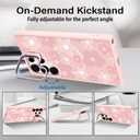 casesszoone for Samsung Galaxy S25 Ultra Flower Case with Kickstand, Compatible with MagSafe, Built-in Camera Ring Stand, Magnetic Translucent Matte Frosted Slim Cover for Girls Women, Pink Floral