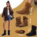 Vepose Women's Slouch Ankle Flat Boots Fashion Short Low Heel Zipper 939A Booties (6)