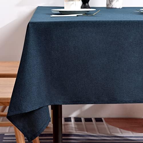BALCONY & FALCON Rectangle Table Cloth – Waterproof, Wrinkle-Resistant & Dust-Proof Farmhouse Tablecloth for Dining, Kitchen, Party Decorations, Outdoor Patio, Baby Shower (Dark Blue, 55" x 71")