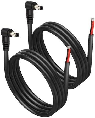 SinLoon 2 Pack DC5521 Power Pigtails Cable, 12V 90 Degree DC 5.5mm x 2.1mm Male Plug to Bare Wire Open End Power Supply Repair Cord 16AWG, for Monitors, LED Strip Light, Security Camera (3.3FT)