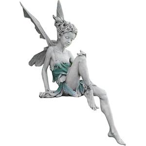 MBVBN Angel Figurine Outdoor Garden Fairy Statue, 9 ''Garden Sculpture Resin Angel Craft Home Table Ornaments for Lawn Yard Art Porch Patio Decorations Christmas Housewarming Gift (White)