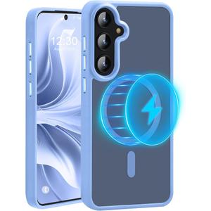 N52 Magnetic Case for Samsung Galaxy S22 Case Slim Drop-Proof [MIL-Grade Drop Protection & Fit for MagSafe] Translucent PC Back TPU Bumper Thin Shockproof Phone Case S22-Light Purple