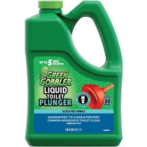 Green Gobbler Liquid Toilet Plunger | Clog Remover | Safe for Toilets and Septic | No Plunger Needed | 5 Uses (60 Fl Oz (Pack of 1))