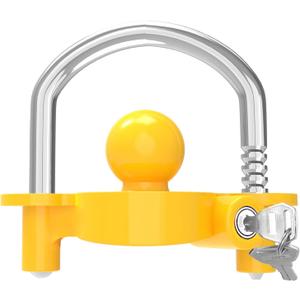 Funmit Trailer Lock Universal Coupler Ball Lock Fits 1-7/8", 2", and 2-5/16" Couplers, Boat Camper Accessories for Travel Trailers Adjustable Heavy-Duty Steel Hitch Lock Yellow