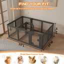 24 Inch Height 12 Panels Clear Acrylic Dog Playpen with Door, Large DIY Modular Indoor Pet Fence, Multi-Room Separate Area Puppy Play Pen, Easy Assemble & Washable Plastic Dog Enclosure Black