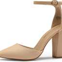 DREAM PAIRS Women's Coco High Heels Chunky Block Pumps Pointed Closed Toe Ankle Strap Dress Shoes (8.5)