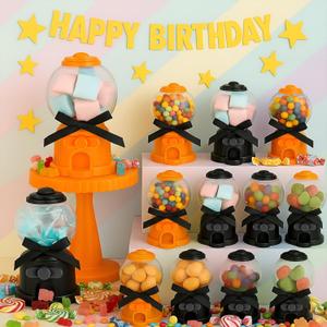Blosssound 24 Set Candy Party Favors Mini Gumball Machine 3.8 Inch Candy Holder Dispenser Plastic Candies Box for Christmas Birthday Wedding Gift Prizes Party Decor(Halloween)