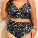 Daci Plus Size Two Piece Swimsuits - Women High Waisted Bikini Tummy Control Bathing Suits Knot Twist Swimwear 2025 (Black, XXXL)
