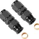 6AN Female Flare to 1/2" Hardline Compression Fitting Adapter Straight Aluminum Black 2PCS