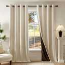 Beauoop 100% Blackout Curtains 84 Inch Long 2 Panels for Bedroom Living Room Beige Solid Room Darkening Thermal Insulated Soundproof Energy Saving Grommet Top Window Treatment Drapes,52x84, 2 Set