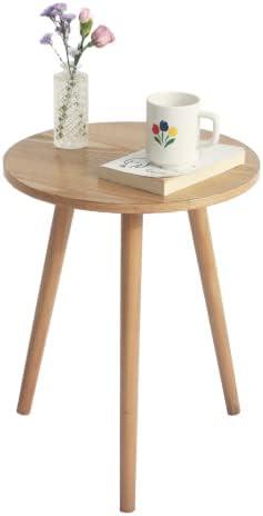 AWASEN Side Table Round, Small Accent Table Nightstand Modern End Table for Living Room Bedroom Office Small Spaces, 16''D x 19.5''H(Natural Walnut)