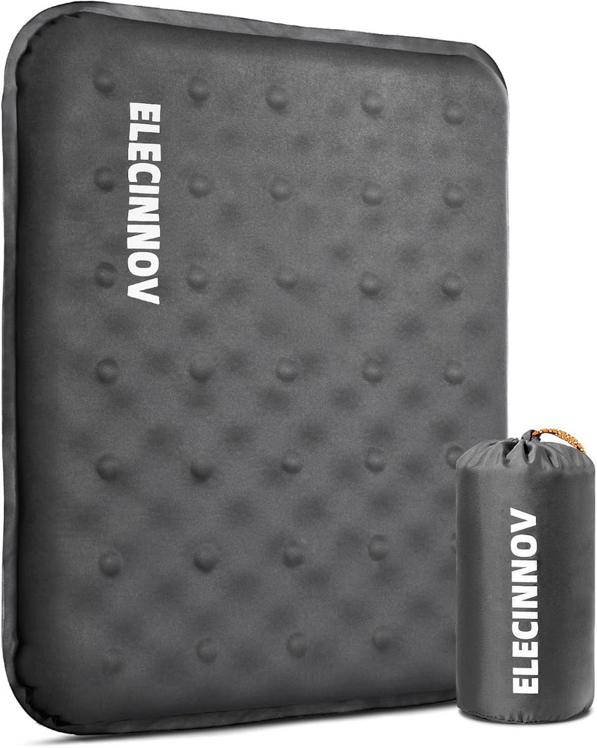 Inflatable Seat Cushion, Self Inflating Memory Foam Stadium Seat Cushion Lightweight Camping Chair Pad Airplane Cushion for Long Flights Outdoor Travel Bleacher Office Car Backpacking (Grey) (Regular, Gray-1pack)