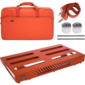 GOKKO Guitar Pedal Board 22" x 12.6" Guitar Pedalboard with Power Supply Bracket, Includes Carry Bag & Mounting Tapes (Orange, GKS-22OR)