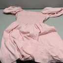 Women Puff Sleeve Graduation Short Dress Square Neck A Line Casual Sundress Beach Wedding Guest Mini Dress (Pink, S)