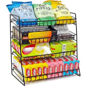 Candy Display Rack, Upgraded Metal Snack Display for Counter, Snack Organizer for Countertop, Chip Rack Display Stand Chip Bag Holder, Retail Display Shelf for Store Concession, Kitchen