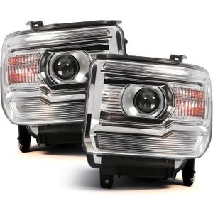 Headlights Compatible with 2014-2019 Sierra 1500/2500/3500 w/o DRL Driver and Passenger Side Front Headlamp GM2502390 GM2503390 GM2502394 GM2503394