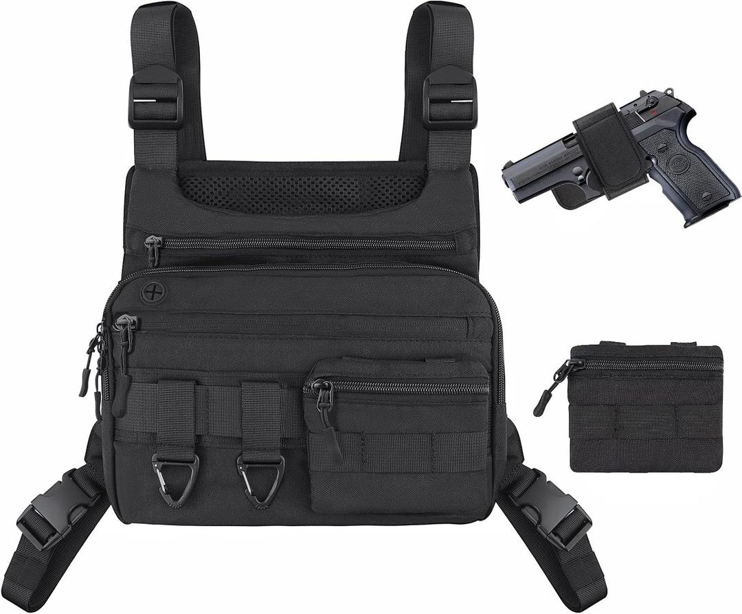 Tactical Chest Bag For Men Lightweight Large Capacity Chest Pack For Men Workouts, Water Resistant Bag For Running,Travel,Cycling,Fishing,Hiking