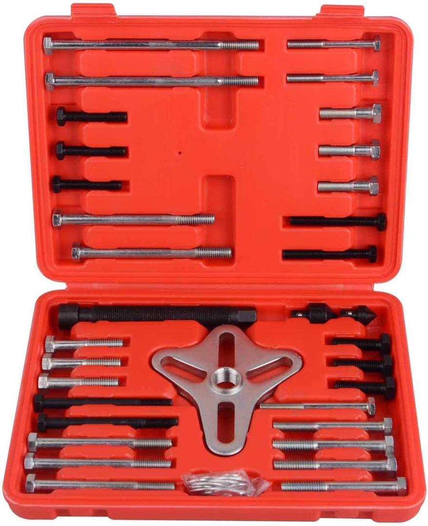 Harmonic Balancer Puller Set, 46 Pcs Flywheel Steering Wheel Puller Kit Gear Puller Yoke Crankshaft Pulley Puller