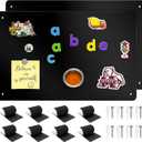 2Pack Magnetic Board,17.1" x 11.8" Magnet Display,for Magnets and Bulletin Board,Suitable for Wall, Refrigerator, Compartment, Cabinet etc,Comes with Dual Lock Tape for Easy Hanging (Black