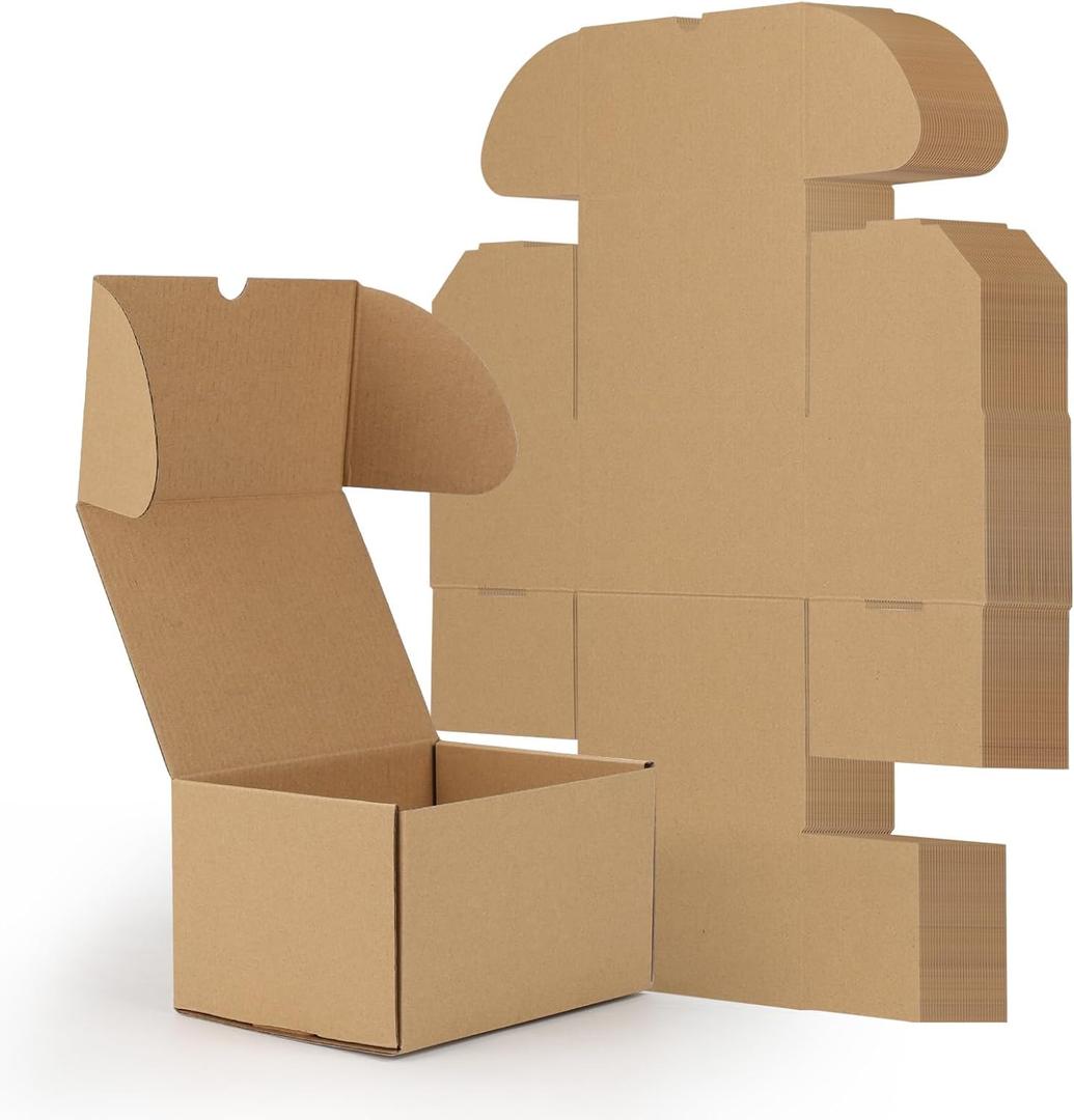 RLAVBL 7x5x4 Small Shipping Boxes Set of 40, Brown Corrugated Cardboard Mailer Box for Packing, Mailing, Business