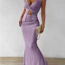 SOLY HUX Women's Two Piece Outfits Twist Front Halter Cami Tops and Skirt Summer Set (Purple, XL)