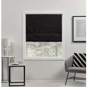 Exclusive Home Curtains Acadia 100% Blackout Polyester Roman Shade, 34"x64", Black