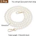 uxcell 2 Pcs Imitation Pearl Purse Strap, 43.3 Inch Handbag Purse Chain with Plate Clasp Replacement Extender Bead for DIY Decorative Handbags Bags, Gold
