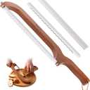 Sourdough bread knife,Bread Slicer for Homemade Bread,Adjustable blade tightness for Even Slicing, Serrated knife,Wooden Bread cutter with Bow Design (3, Red-brown color)