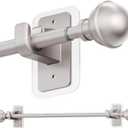 ENJOYBASICS No Drill Curtain Rods for Window 28 to 47 Inches, 5/8 Inch Diameter Renter Friendly Drapery Rod with Adhesive Brackets without Drilling, Adjustable from 27 to 52 Inches, Nickel